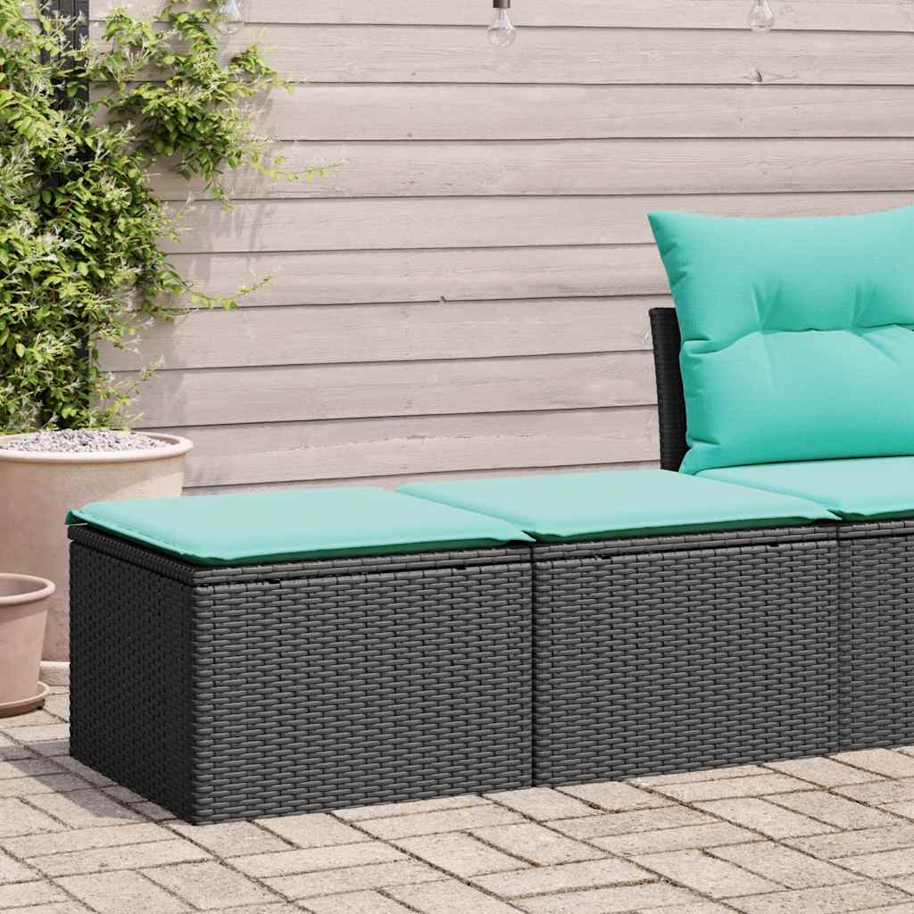 foto del prodotto set divani da giardino con cuscini 2 pz nero polyrattan acacia vidaxl