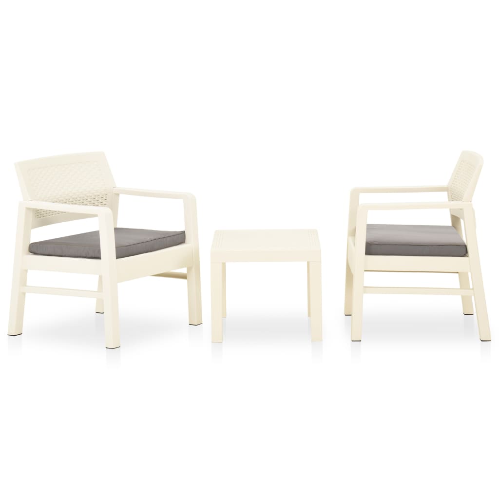 foto del prodotto set divani da giardino con cuscini 3 pz in plastica bianco cod mxl 37780