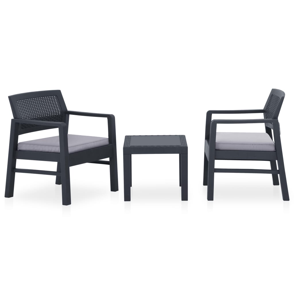 foto del prodotto set divani da giardino con cuscini 3 pz in plastica grigio cod mxl 41612