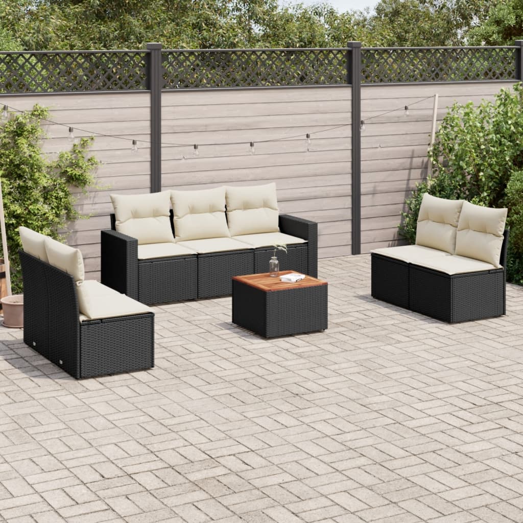 foto del prodotto set divani da giardino con cuscini 8 pz nero in polyrattancod mxl 87650