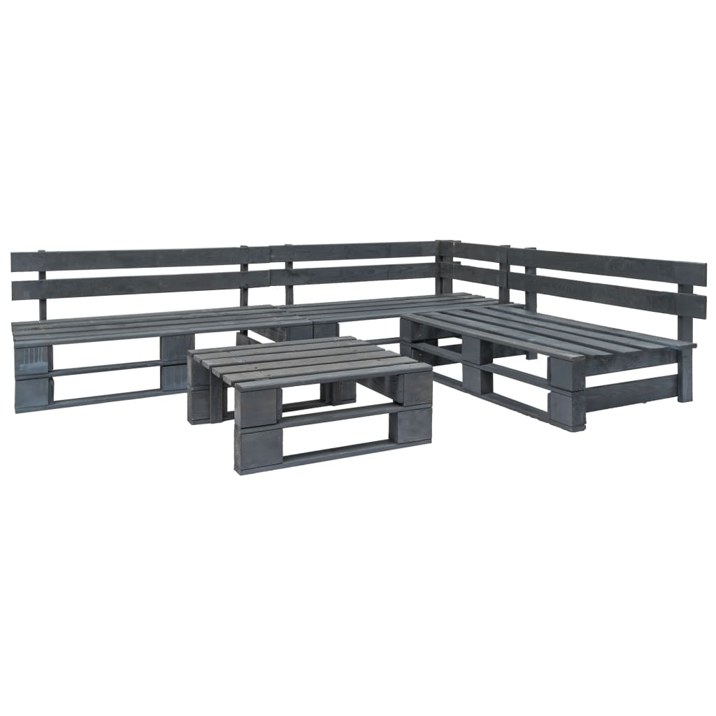 foto del prodotto set divani da giardino con pallet 4 pz in legno grigio cod mxl 43800