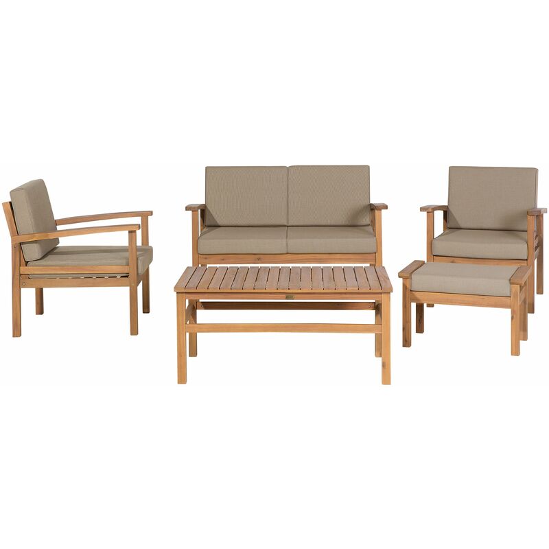 foto del prodotto set divani da giardino in legno chiaro di acacia massiccio a 4 posti con tavolo manila
