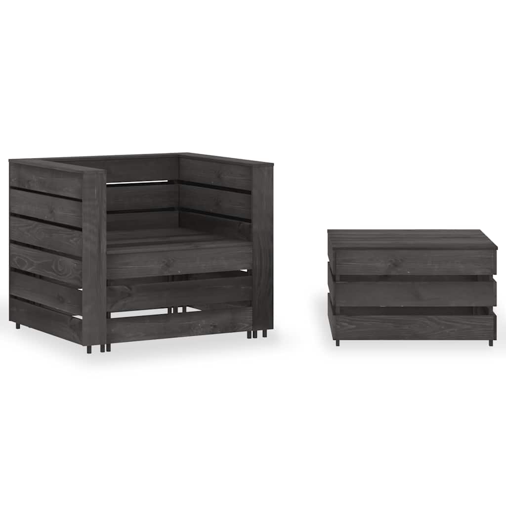 foto del prodotto set divani da giardino su pallet 2 pz in pino impregnato grigio cod mxl 57214