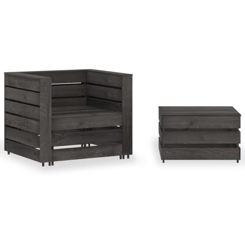 foto del prodotto set divani da giardino su pallet 2 pz in pino impregnato grigio vidaxl