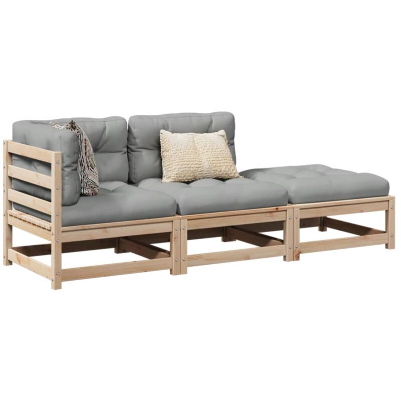 foto del prodotto set divani giardino 3 pz con cuscini in legno massello di pino vidaxl