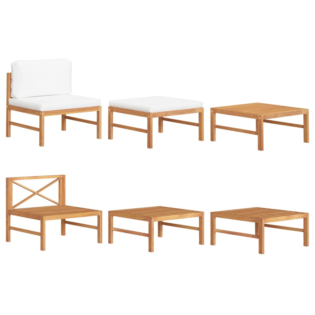foto del prodotto set divani giardino 3 pz cuscini crema in legno di teak vidaxl