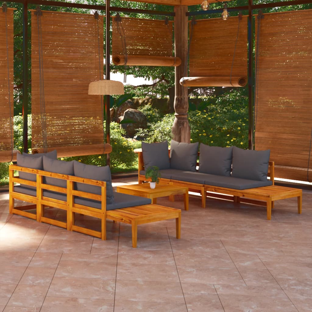 foto del prodotto set divani giardino 5 pz con cuscini grigio scuro legno acacia cod mxl 38258