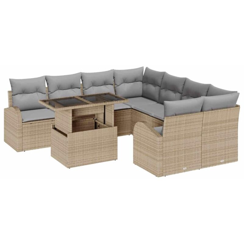 foto del prodotto set divani giardino 9 pezzi con cuscini beige rattan poliolefinico vidaxl