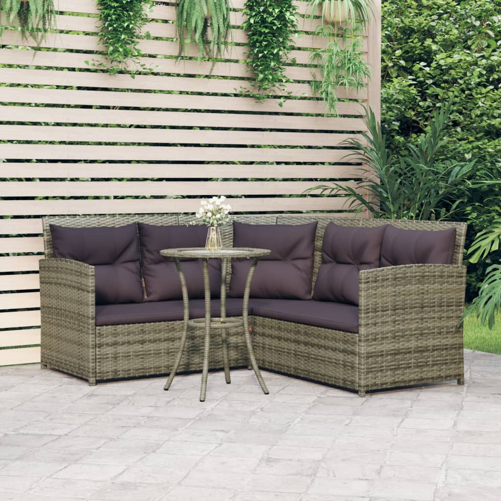 foto del prodotto set divano a l con cuscini 2 pz grigio in polyrattan