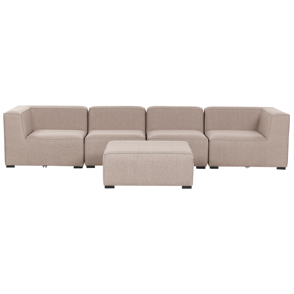 foto del prodotto set divano ad per interni ed esterni rivestimento in tessuto beige salotto da giardino ottomana