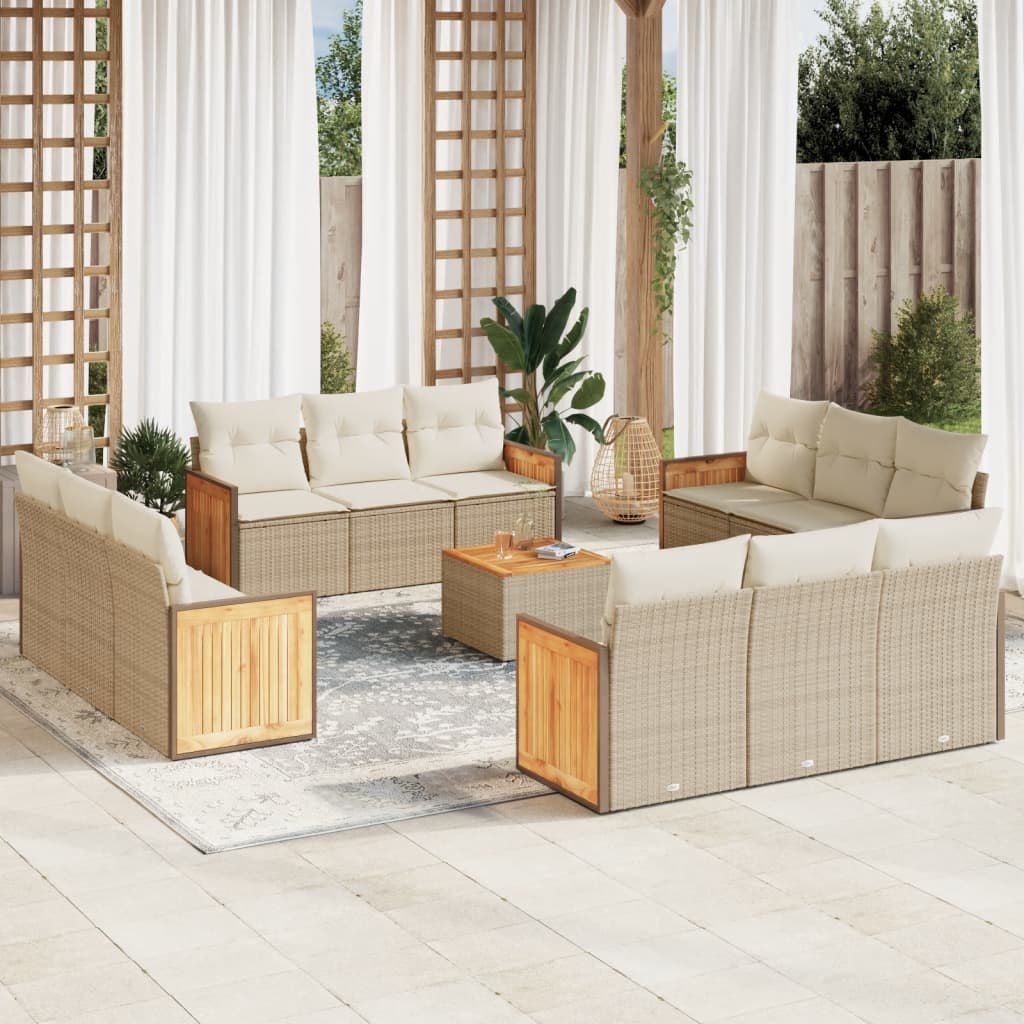 foto del prodotto set divano da giardino 13 pz con cuscini beige in polyrattancod mxl 112786