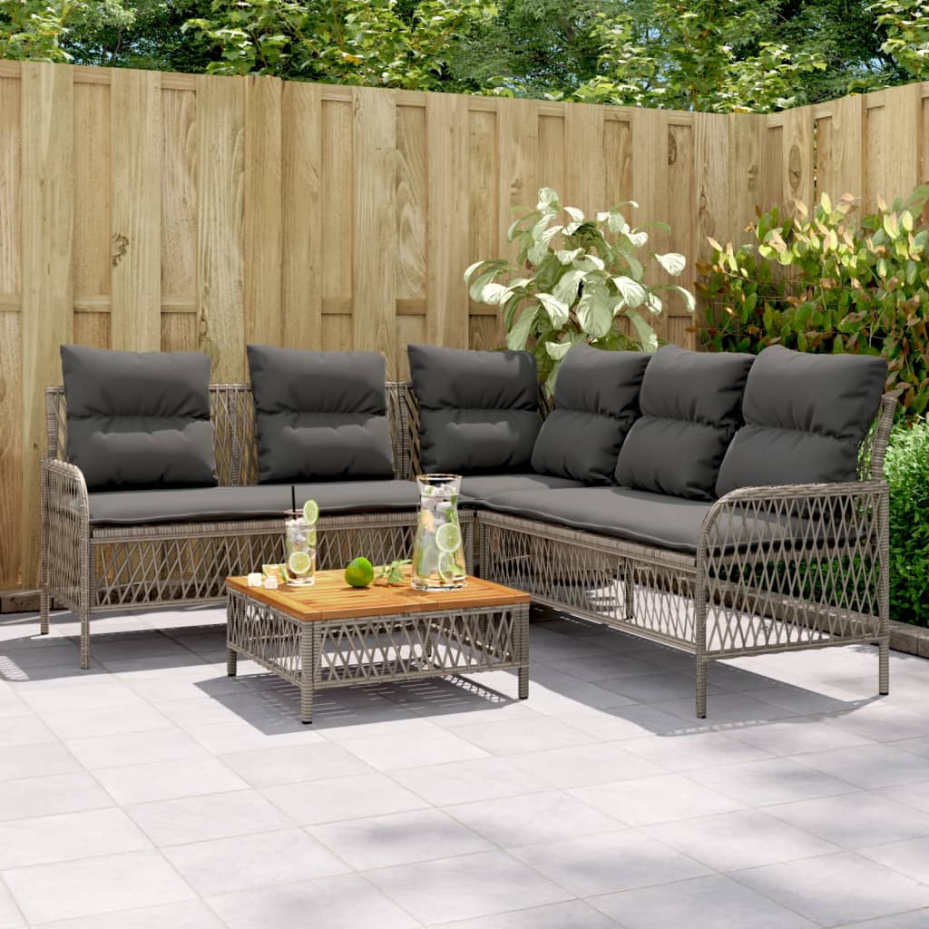 foto del prodotto set divano da giardino 2 pz con cuscini grigio in polyrattan