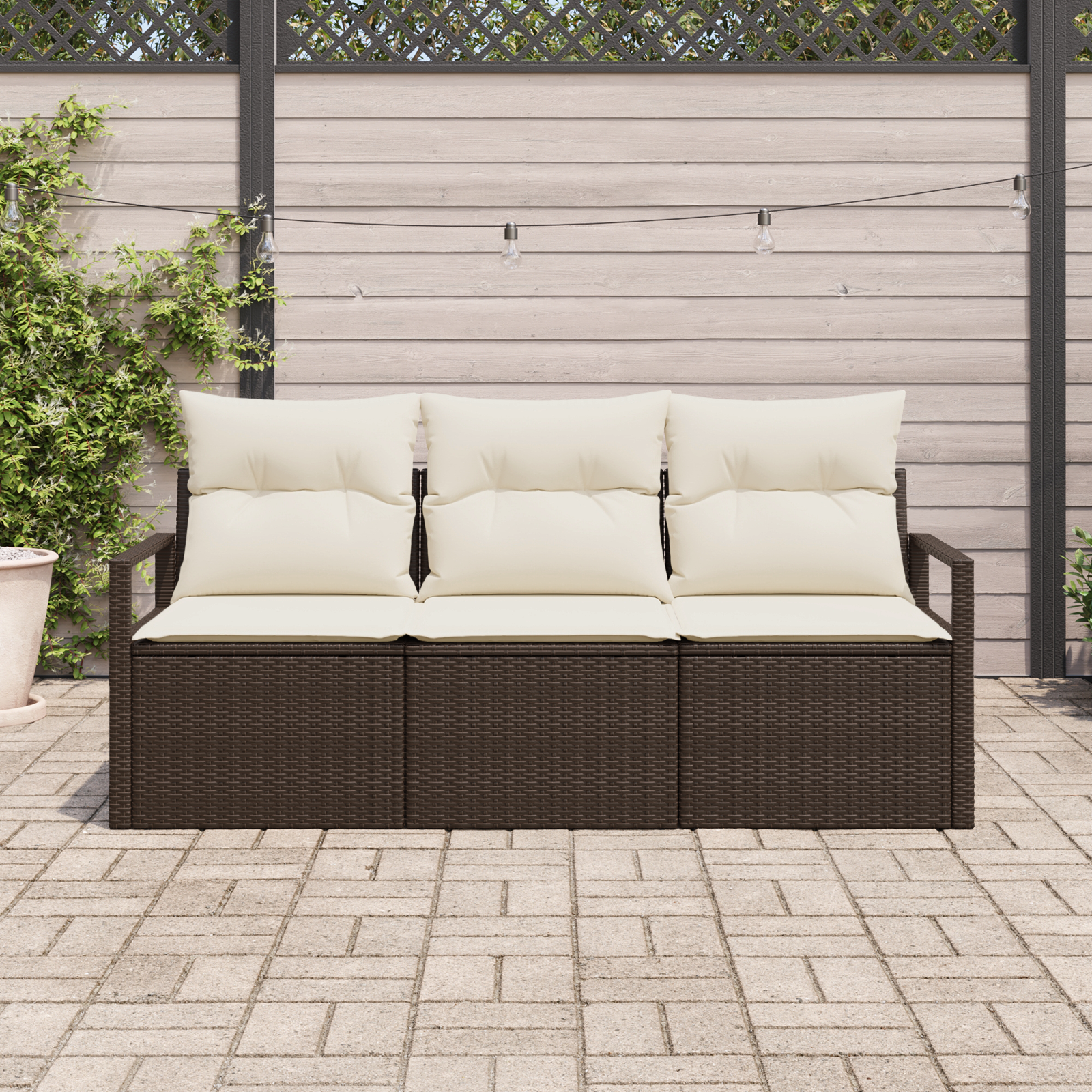 foto del prodotto set divano da giardino 3 pcs marrone poly rattan vidaxl