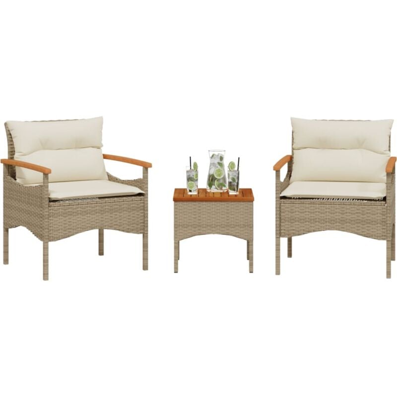 immagine 0 del prodotto set divano da giardino 3 pz con cuscini beige in polyrattan vidaxl
