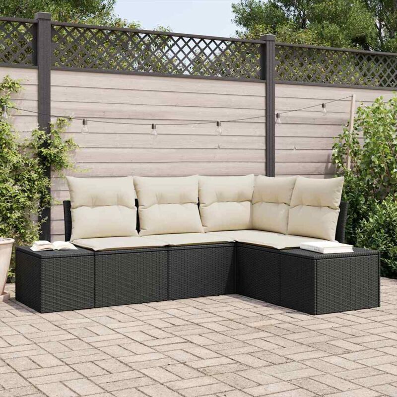 foto del prodotto set divano da giardino 4 pcs nero poly rattan vidaxl