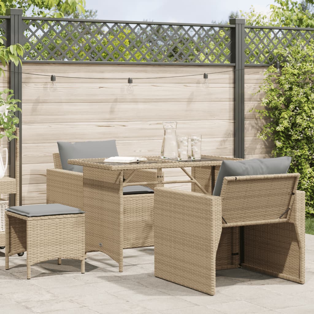 foto del prodotto set divano da giardino 4 pz con cuscini beige in polyrattan