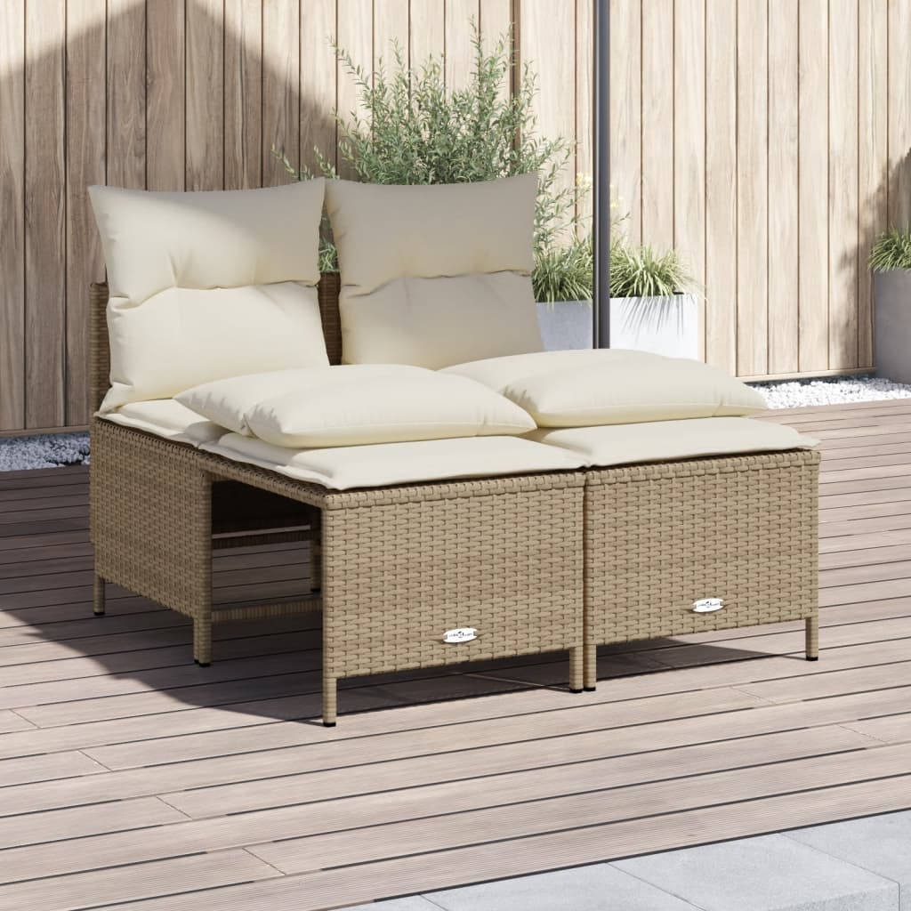 foto del prodotto set divano da giardino 4 pz con cuscini beige in polyrattan