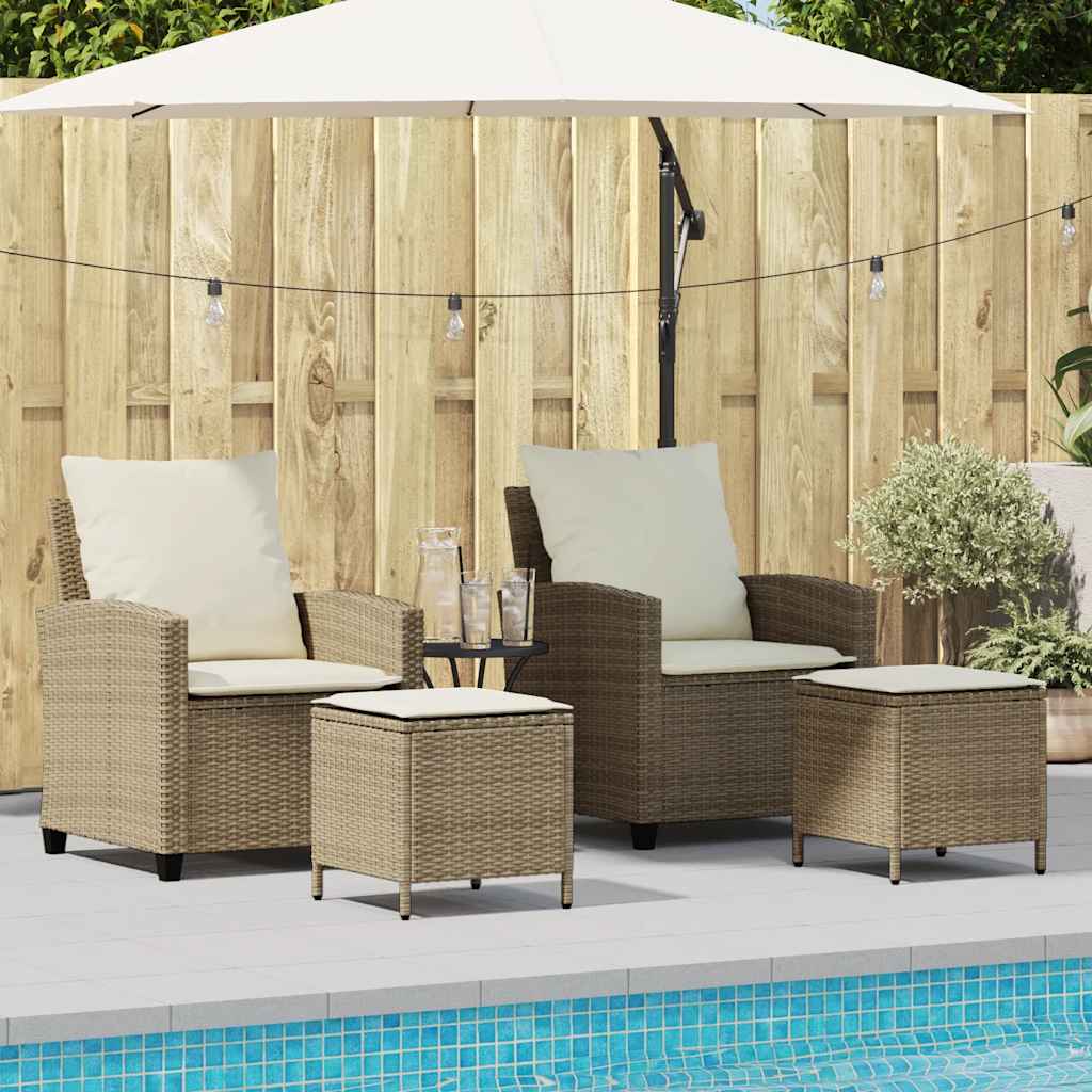 foto del prodotto set divano da giardino 4 pz con cuscini beige in polyrattan