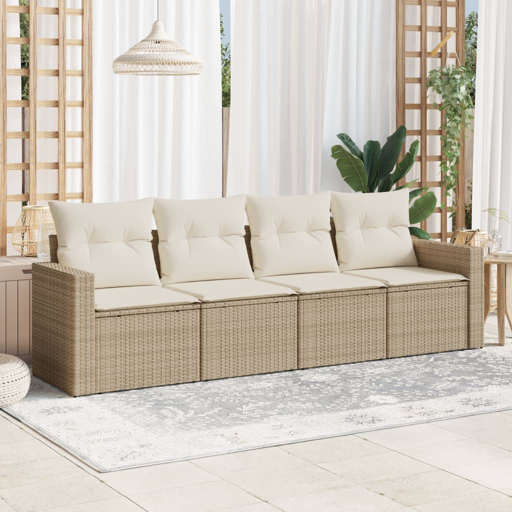 foto del prodotto set divano da giardino 4 pz con cuscini beige in polyrattancod mxl 111491