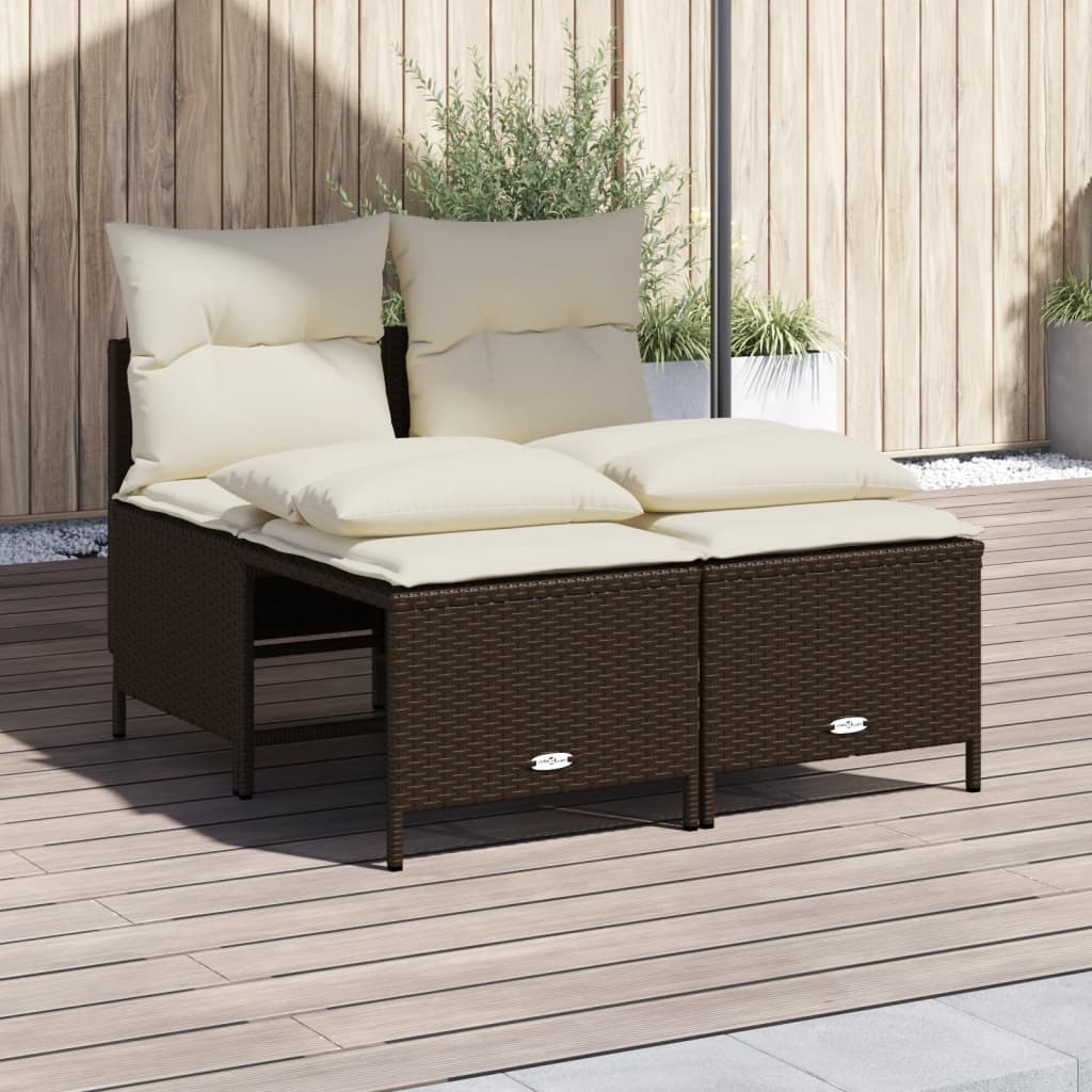 foto del prodotto set divano da giardino 4 pz con cuscini marrone in polyrattan