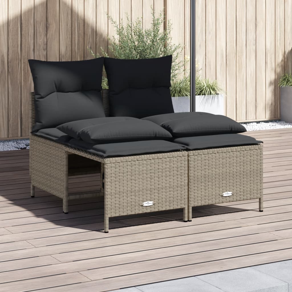 foto del prodotto set divano da giardino 4pz con cuscini grigio chiaro polyrattan