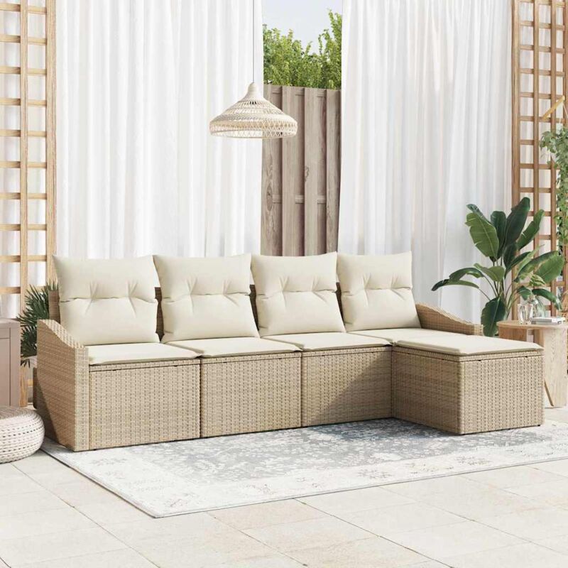 foto del prodotto set divano da giardino 5 pcs beige poly rattan vidaxl
