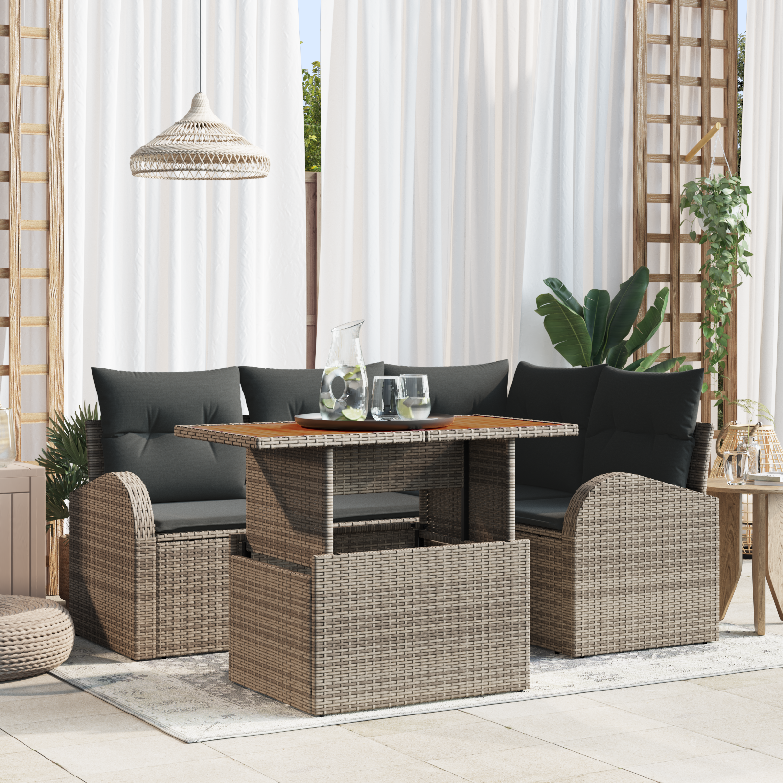 foto del prodotto set divano da giardino 5 pcs grigio 100 x 55 x 73 cm vidaxl