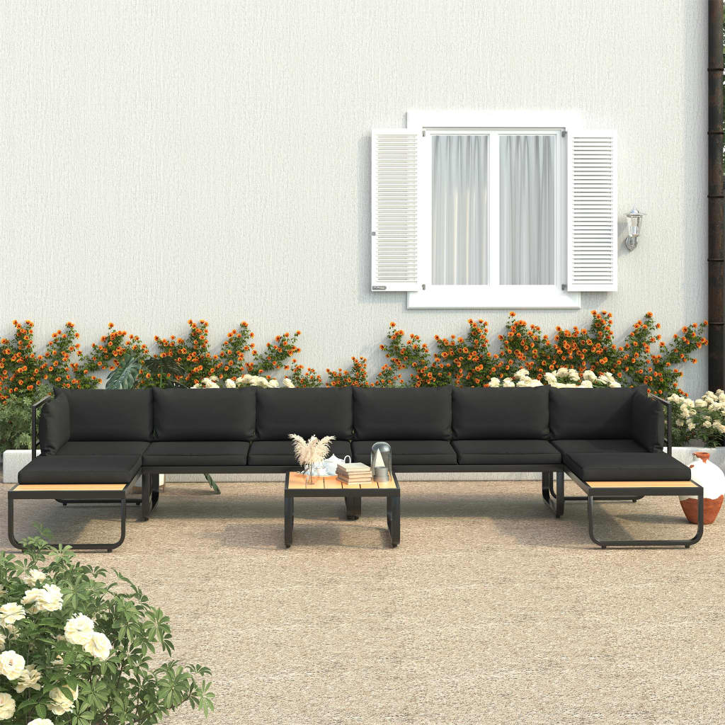 foto del prodotto set divano da giardino 5 pz ad angolo cuscini in alluminio wpc cod mxl 68072