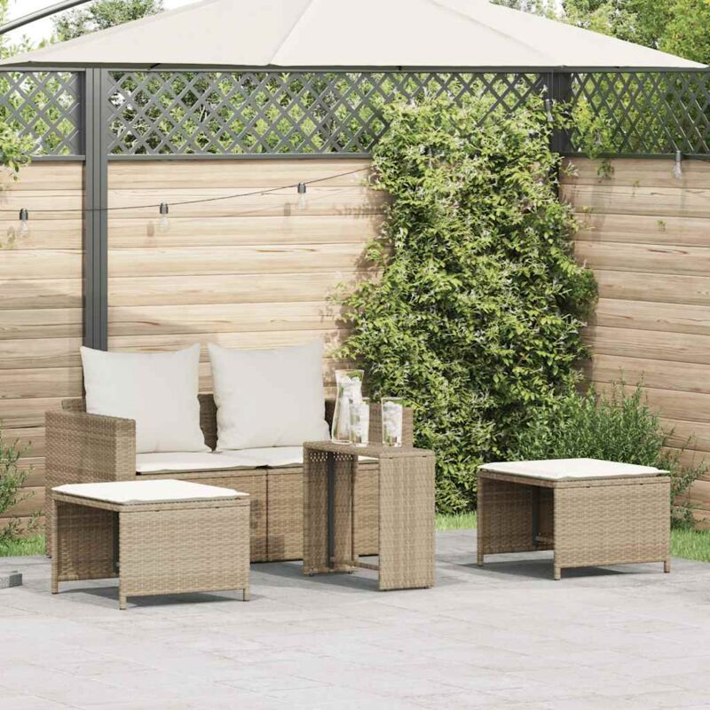 foto del prodotto set divano da giardino 5 pz con cuscini beige in polyrattan vidaxl