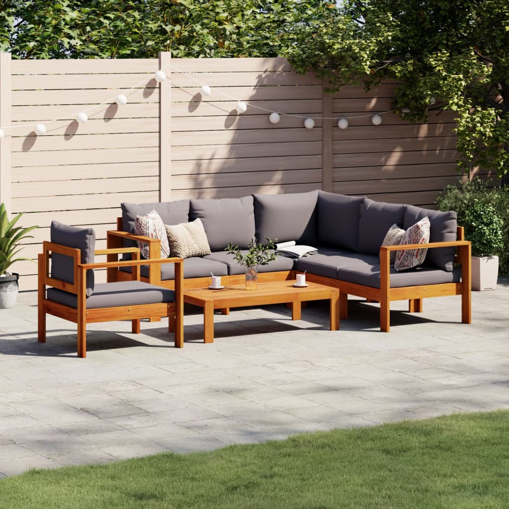 foto del prodotto set divano da giardino 5 pz con cuscini legno massello acacia