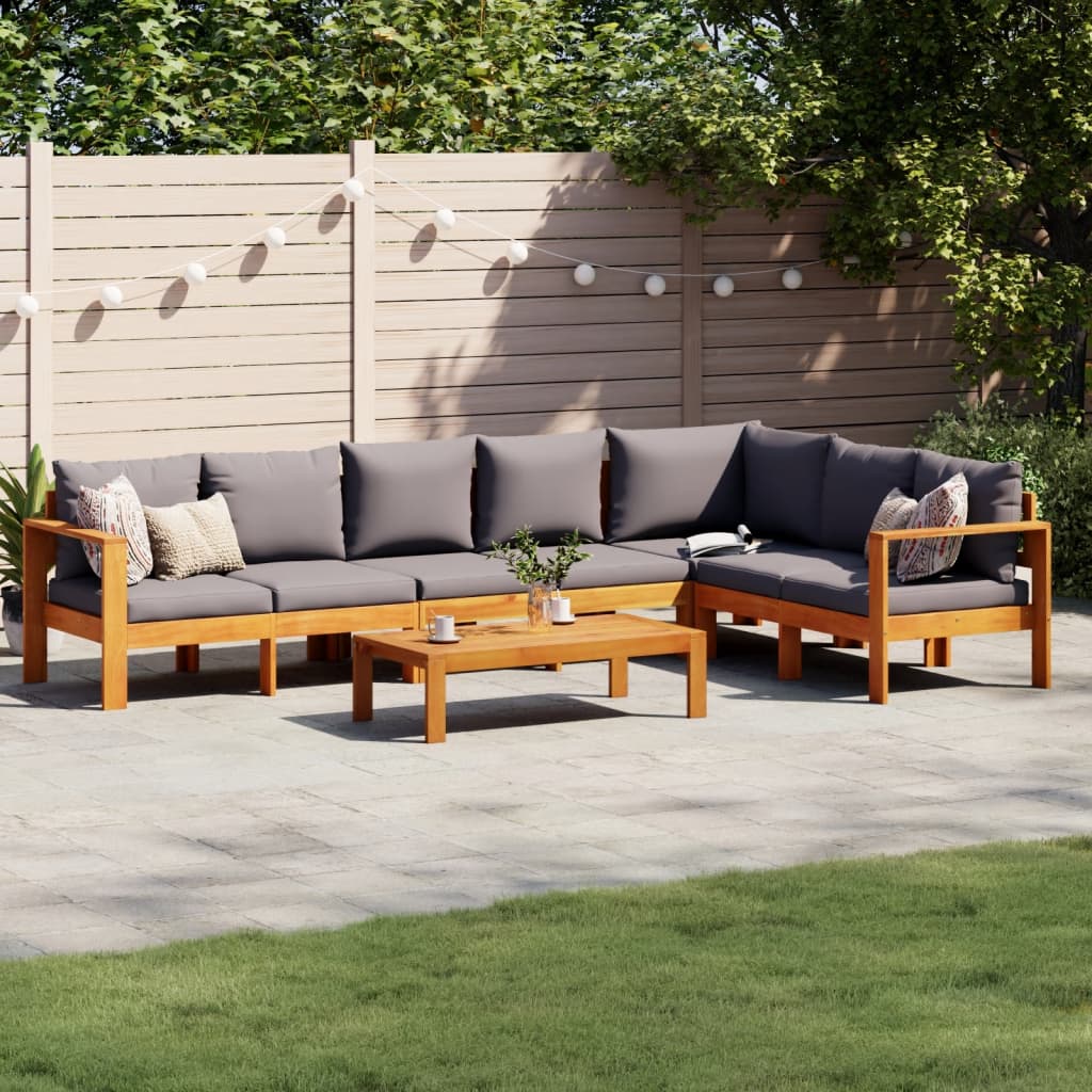 foto del prodotto set divano da giardino 5 pz con cuscini legno massello acacia