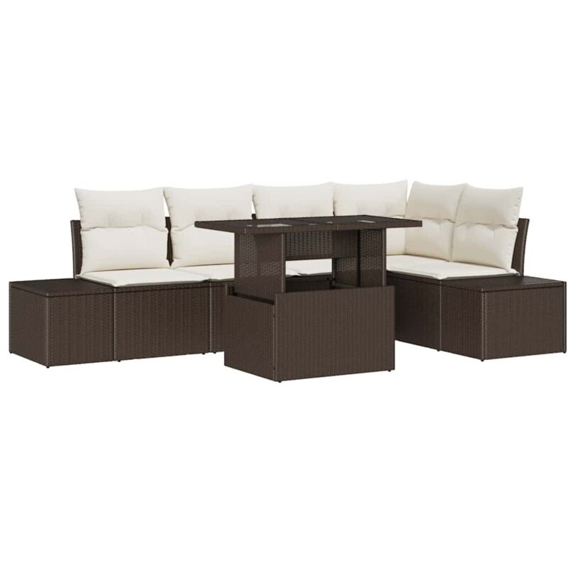 foto del prodotto set divano da giardino 6 pezzi con cuscini marrone in polyrattan vidaxl