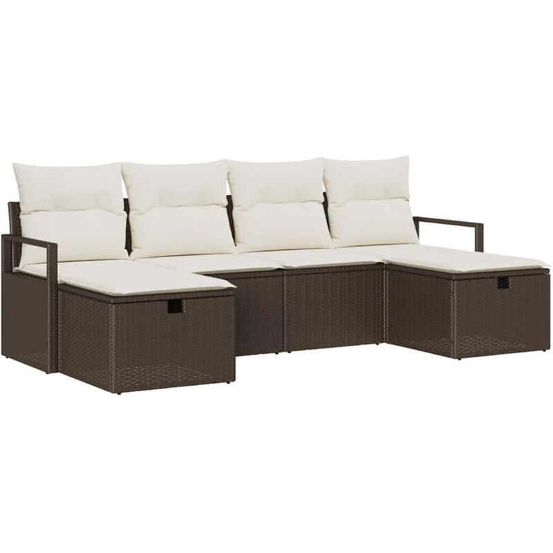 foto del prodotto set divano da giardino 6 pezzi con cuscini marrone polyrattan vidaxl