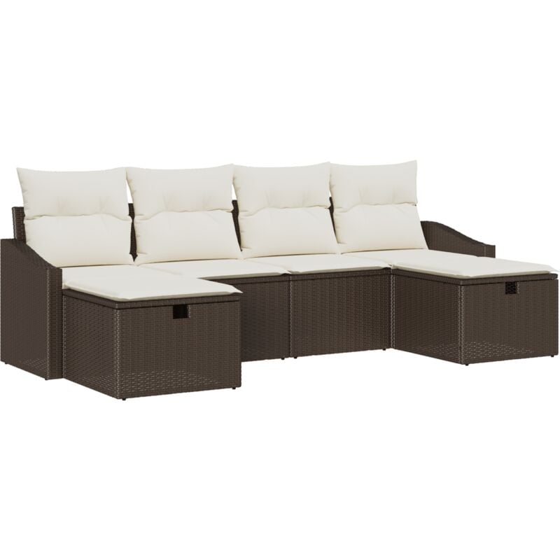 immagine 0 del prodotto set divano da giardino 6 pezzi con cuscini polyrattan marrone vidaxl