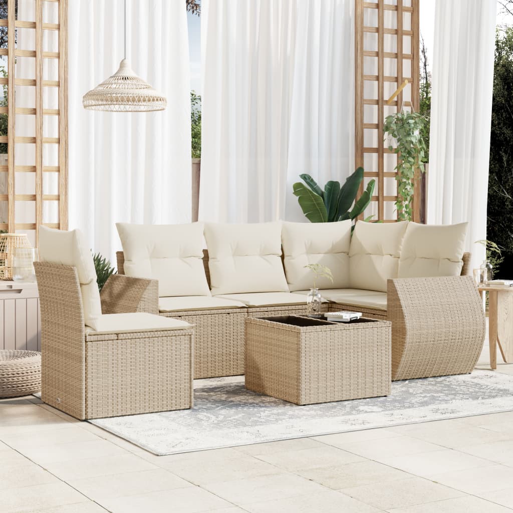 foto del prodotto set divano da giardino 6 pz con cuscini beige in polyrattancod mxl 116160
