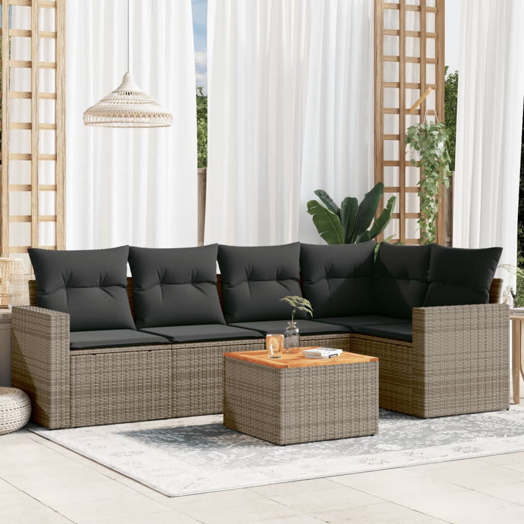 foto del prodotto set divano da giardino 6 pz con cuscini grigio in polyrattancod mxl 89891