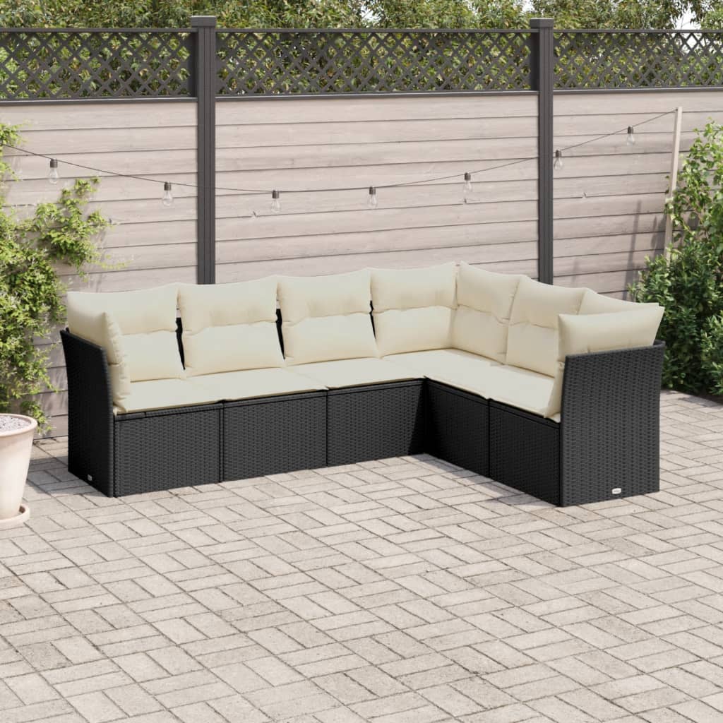 foto del prodotto set divano da giardino 6 pz con cuscini nero in polyrattancod mxl 111010