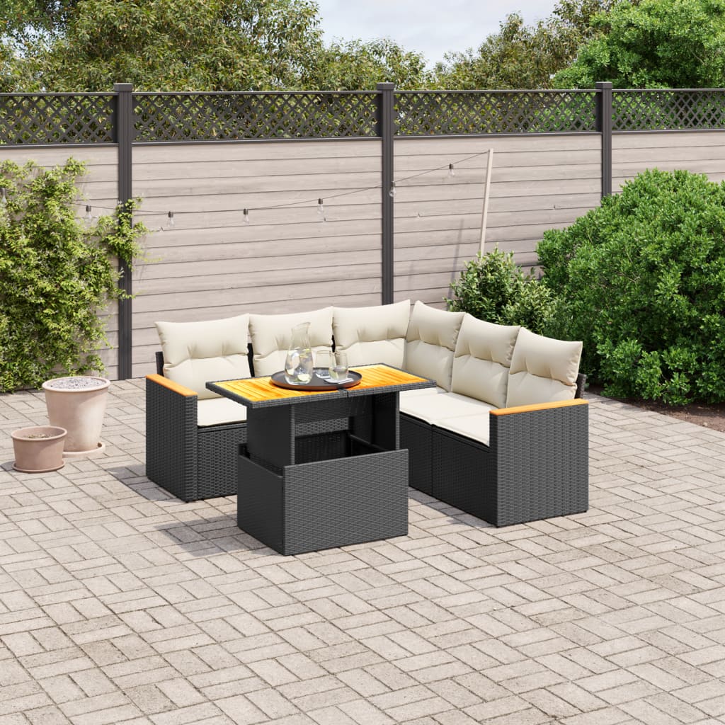 foto del prodotto set divano da giardino 6 pz con cuscini nero in polyrattancod mxl 112727