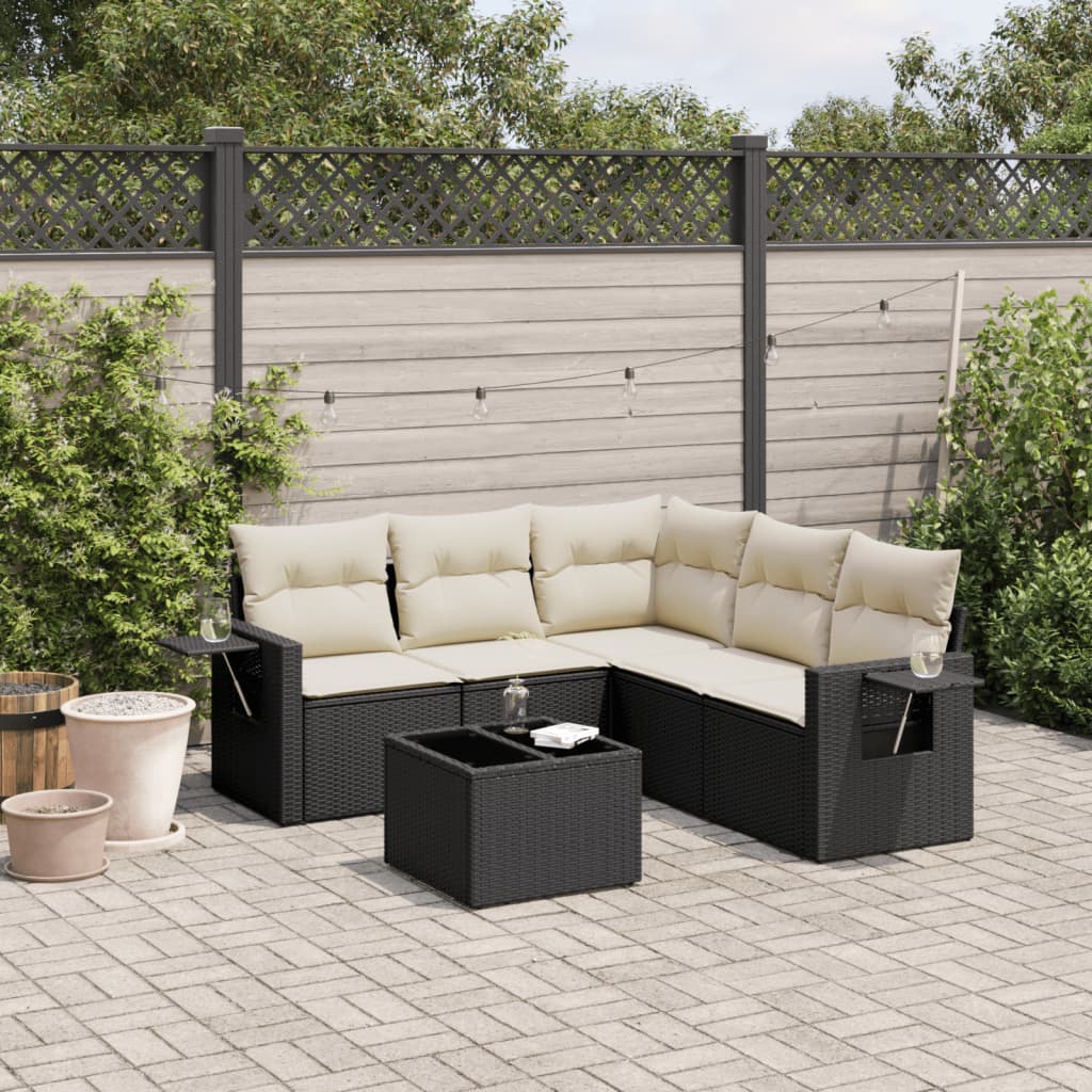 foto del prodotto set divano da giardino 6 pz con cuscini nero in polyrattancod mxl 113258