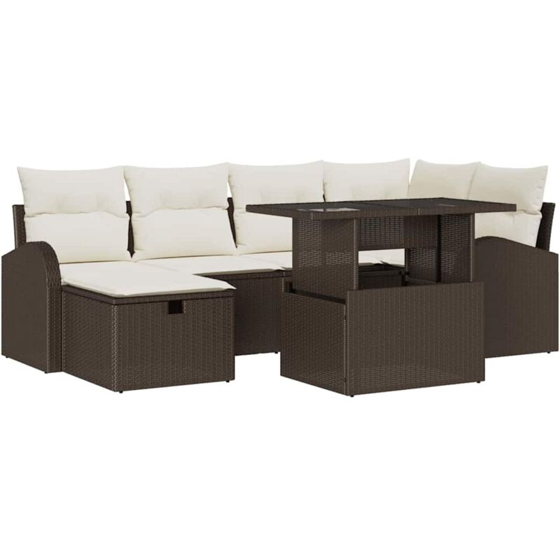 foto del prodotto set divano da giardino 7 pezzi con cuscini rattan poli marrone vidaxl
