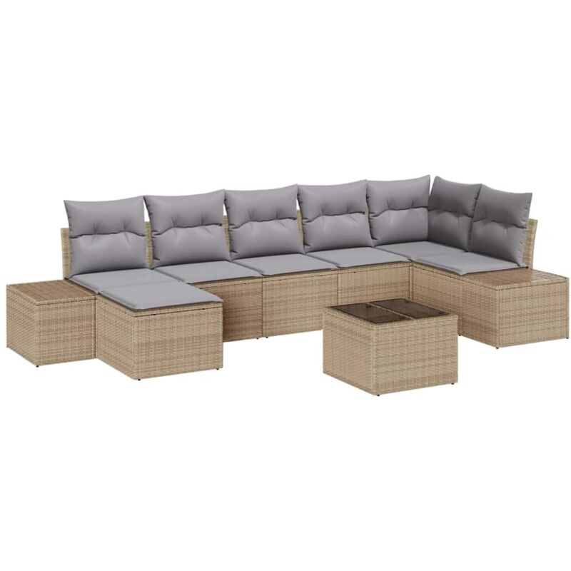 foto del prodotto set divano da giardino 8 pezzi con cuscini in polyrattan nero vidaxl