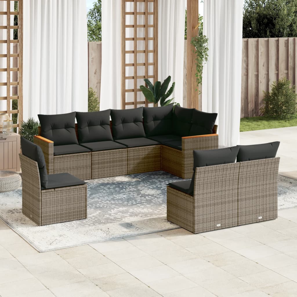 foto del prodotto set divano da giardino 8 pz con cuscini grigio in polyrattancod mxl 115500