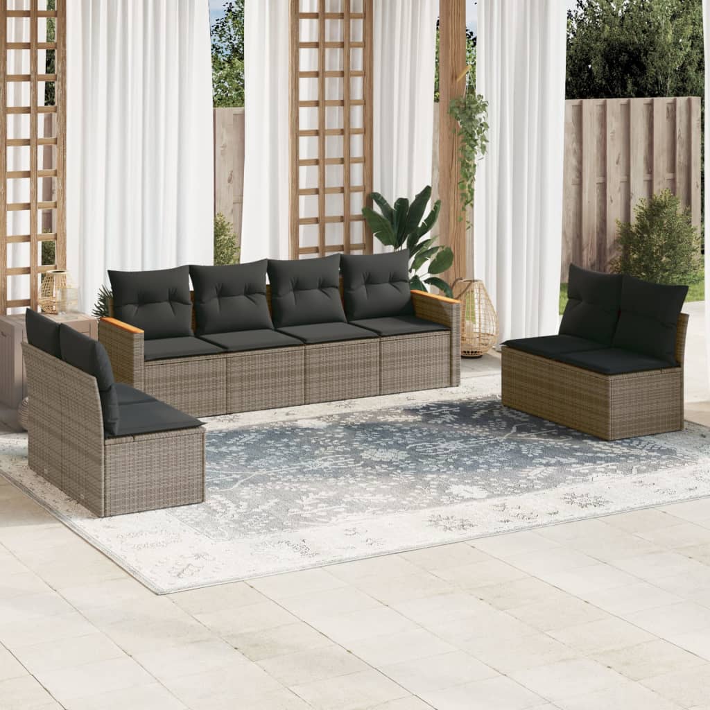 foto del prodotto set divano da giardino 8 pz con cuscini grigio in polyrattancod mxl 89054
