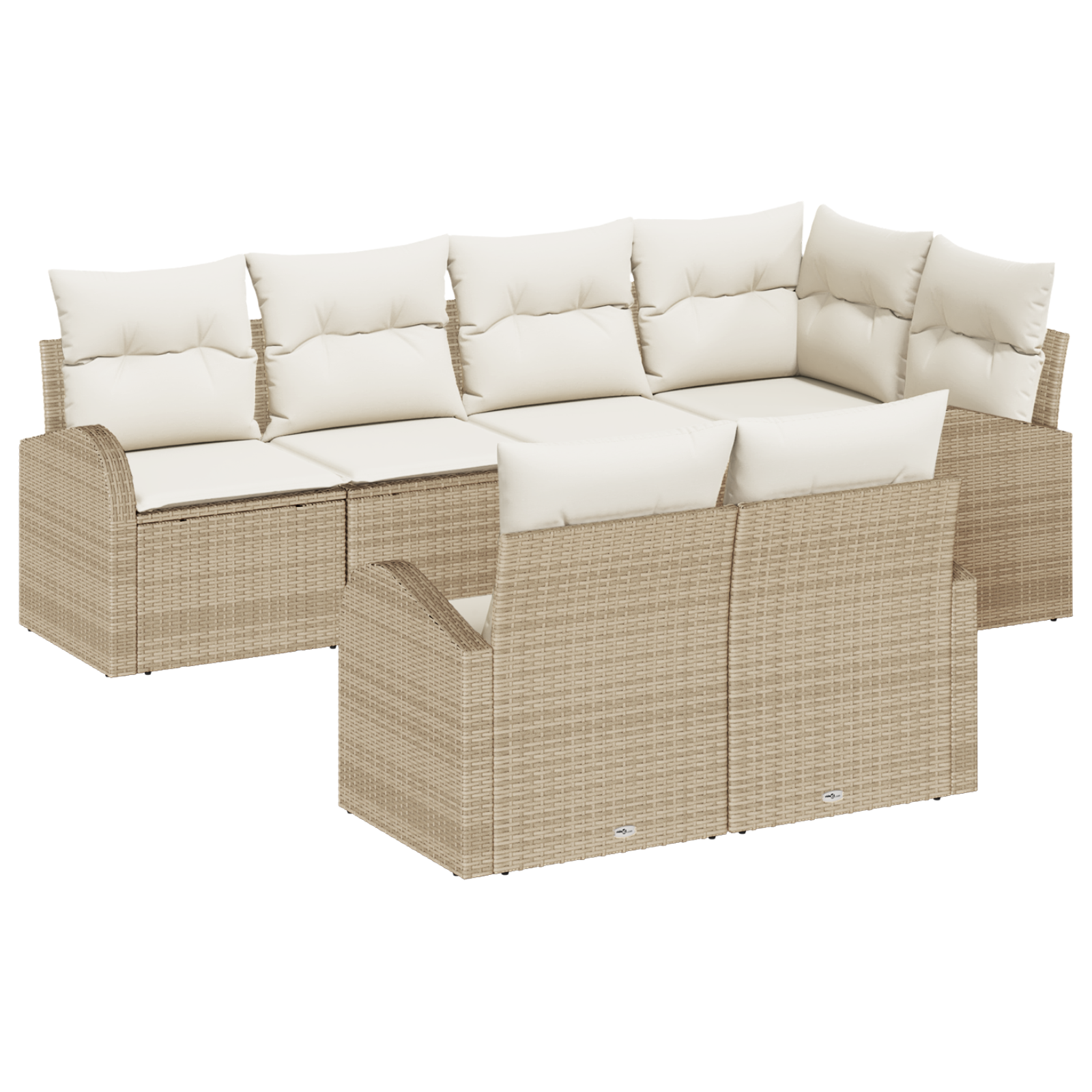 foto del prodotto set divano da giardino con cuscini 7 pezzi beige polirattan