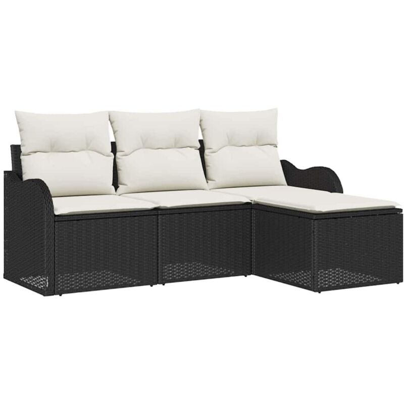 foto del prodotto set divano da giardino di 4 pezzi con cuscini polirattan nero vidaxl