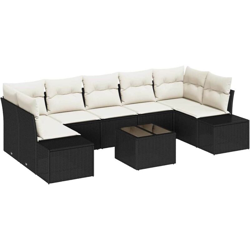 foto del prodotto set divano da giardino di 8 pezzi con cuscini nero polyrattan vidaxl