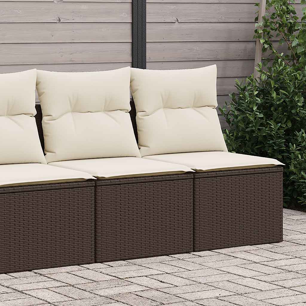 foto del prodotto set divano giardino 4 pz con cuscini marrone polyrattan acacia