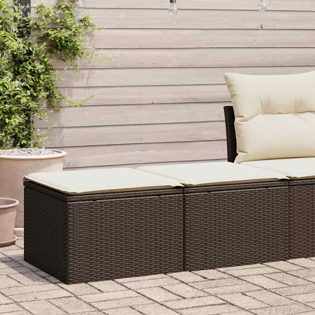 foto del prodotto set divano giardino 4 pz con cuscini marrone polyrattan acacia