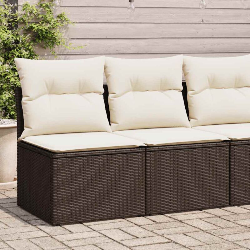 foto del prodotto set divano giardino 4 pz con cuscini marrone polyrattan acacia vidaxl