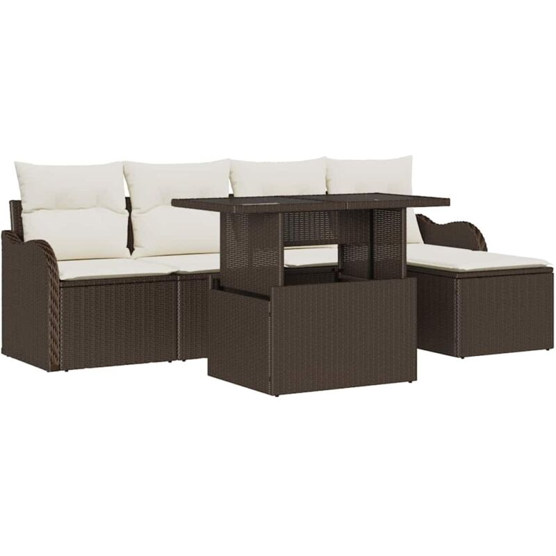 foto del prodotto set divano giardino da 6 pezzi con cuscini in rattan polietilene marrone vidaxl